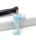 14g Larimar Dolphin Pendant, Light Blue Larimar Pendant, Bohemian Jewelry, Dominican Republic Larimar Pendant
