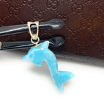 10g Larimar Dolphin Pendant, Larimar Pendant, Bohemian Jewelry, Dominican Republic Larimar Pendant