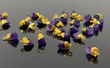 10 Pcs Raw Amethyst Gemstone Charms, Gold Electroplated Rough Amethyst Cap Charms, Bulk Wholesale Jewelry Supplies, 12mm- 15mm