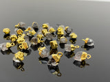 10Pcs Raw Herkimer Diamond Gemstone Charms, Gold Electroplated Rough Charms, Bulk Wholesale Jewelry Supplies, 12mm- 15mm