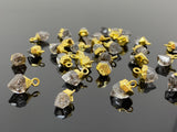 10Pcs Raw Herkimer Diamond Gemstone Charms, Gold Electroplated Rough Charms, Bulk Wholesale Jewelry Supplies, 12mm- 15mm