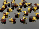 10Pcs Raw Garnet Gemstone Charms, DIY Gold Electroplated Rough Garnet Charms, Bulk Wholesale Jewelry Supplies, 12mm- 15mm