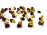 10Pcs Raw Garnet Gemstone Charms, DIY Gold Electroplated Rough Garnet Charms, Bulk Wholesale Jewelry Supplies, 12mm- 15mm