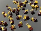 10Pcs Raw Garnet Gemstone Charms, DIY Gold Electroplated Rough Garnet Charms, Bulk Wholesale Jewelry Supplies, 12mm- 15mm
