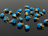 5 Pcs Raw Turquoise Gemstone Charms, DIY Gold Electroplated Rough Turquoise Charms, Bulk Wholesale Jewelry Supplies, 12mm- 15mm