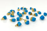 5 Pcs Raw Turquoise Gemstone Charms, DIY Gold Electroplated Rough Turquoise Charms, Bulk Wholesale Jewelry Supplies, 12mm- 15mm