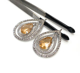 2 Pcs Citrine Charms, Sterling Silver Earring Charms, Large Dangle Charms, Jewelry Supplies, DIY Jewelry Making