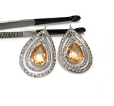 2 Pcs Citrine Charms, Sterling Silver Earring Charms, Large Dangle Charms, Jewelry Supplies, DIY Jewelry Making