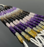 8" Natural Multi Stone German Cut Gemstone Beads - Rose Quartz/ Amethyst/ Citrine / Smokey Quartz/ Green Amethyst , 9mm- 10mm