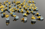 10 Pcs Raw Aquamarine Gemstone Charms, Rough Gold Electroplated Aquamarine Cap Charms, Bulk Wholesale Jewelry Supplies, 12mm- 15mm
