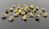 10Pcs Raw Herkimer Diamond Gemstone Charms, Gold Electroplated Rough Charms, Bulk Wholesale Jewelry Supplies, 12mm- 15mm