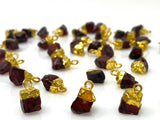 10Pcs Raw Garnet Gemstone Charms, DIY Gold Electroplated Rough Garnet Charms, Bulk Wholesale Jewelry Supplies, 12mm- 15mm