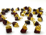 10Pcs Raw Garnet Gemstone Charms, DIY Gold Electroplated Rough Garnet Charms, Bulk Wholesale Jewelry Supplies, 12mm- 15mm