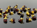 10Pcs Raw Garnet Gemstone Charms, DIY Gold Electroplated Rough Garnet Charms, Bulk Wholesale Jewelry Supplies, 12mm- 15mm