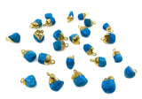 5 Pcs Raw Turquoise Gemstone Charms, DIY Gold Electroplated Rough Turquoise Charms, Bulk Wholesale Jewelry Supplies, 12mm- 15mm