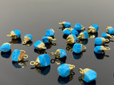 5 Pcs Raw Turquoise Gemstone Charms, DIY Gold Electroplated Rough Turquoise Charms, Bulk Wholesale Jewelry Supplies, 12mm- 15mm