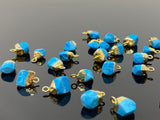 5 Pcs Raw Turquoise Gemstone Charms, DIY Gold Electroplated Rough Turquoise Charms, Bulk Wholesale Jewelry Supplies, 12mm- 15mm
