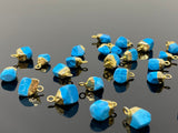 5 Pcs Raw Turquoise Gemstone Charms, DIY Gold Electroplated Rough Turquoise Charms, Bulk Wholesale Jewelry Supplies, 12mm- 15mm