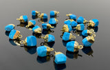 5 Pcs Raw Turquoise Gemstone Charms, DIY Gold Electroplated Rough Turquoise Charms, Bulk Wholesale Jewelry Supplies, 12mm- 15mm