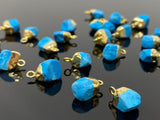 5 Pcs Raw Turquoise Gemstone Charms, DIY Gold Electroplated Rough Turquoise Charms, Bulk Wholesale Jewelry Supplies, 12mm- 15mm