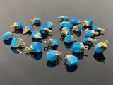5 Pcs Raw Turquoise Gemstone Charms, DIY Gold Electroplated Rough Turquoise Charms, Bulk Wholesale Jewelry Supplies, 12mm- 15mm