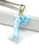 8g Reversible Larimar Dolphin Pendant, Caribbean Larimar Pendant, Bohemian Jewelry, Dominican Republic Larimar Pendant, Light Blue Dolphin