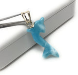 Larimar Dolphin Pendant, Caribbean Larimar Pendant, Atlantis Stone Bohemian Jewelry, Dominican Republic Larimar Pendant
