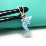 Reversible Larimar Dolphin Pendant, Caribbean Larimar Pendant, Atlantis Stone Bohemian Jewelry, Dominican Republic Larimar Pendant