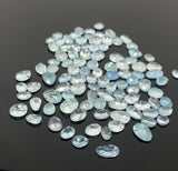 10 Pcs Natural Aquamarine Rose Cut Cabochons, Loose Gemstones, Aquamarine Rose Cuts. 7-10mm