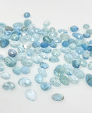 10 Pcs Natural Aquamarine Rose Cut Cabochons, Loose Gemstones, Aquamarine Rose Cuts. 7-10mm