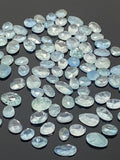 10 Pcs Natural Aquamarine Rose Cut Cabochons, Loose Gemstones, Aquamarine Rose Cuts, 7-11mm