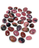 10 Pcs Natural Rhodonite Rose Cut Cabochons, Loose Gemstones, Rhodonite Rose Cuts, 10x7mm- 14x11mm