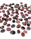 10 Pcs Natural Rhodonite Rose Cut Cabochons, Loose Gemstones, Rhodonite Rose Cuts, 10x7mm- 14x11mm