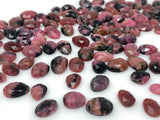 10 Pcs Natural Rhodonite Rose Cut Cabochons, Loose Gemstones, Rhodonite Rose Cuts, 10x7mm- 14x11mm