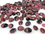 10 Pcs Natural Rhodonite Rose Cut Cabochons, Loose Gemstones, Rhodonite Rose Cuts, 10x7mm- 14x11mm