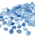 10 Pcs Natural Blue Opal Rosecut Cabochons, Loose Gemstones, Blue Opal Rose Cuts, Ring Stones, 10mm - 13mm