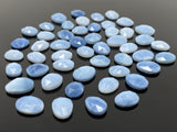 10 Pcs Natural Blue Opal Rosecut Cabochons, Loose Gemstones, Blue Opal Rose Cuts, Ring Stones, 10mm - 13mm