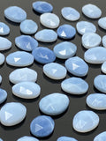 10 Pcs Natural Blue Opal Rosecut Cabochons, Loose Gemstones, Blue Opal Rose Cuts, Ring Stones, 10mm - 13mm