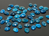 10 Pcs Natural Blue Neon Apatite Rose Cut Cabochons, Loose Gemstones, Neon Apatite Rose Cuts, 8x6mm - 10x8mm