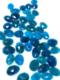 10 Pcs Natural Blue Neon Apatite Rose Cut Cabochons, Loose Gemstones, Neon Apatite Rose Cuts, 8x6mm - 11x8.5mm