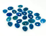25 Pcs Natural Blue Neon Apatite Rose Cut Cabochons, Loose Gemstones, Neon Apatite Rose Cuts, Ring Stones, 10x8mm - 13x10mm