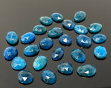 25 Pcs Natural Blue Neon Apatite Rose Cut Cabochons, Loose Gemstones, Neon Apatite Rose Cuts, Ring Stones, 10x8mm - 13x10mm