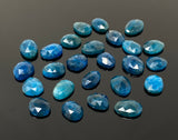 25 Pcs Natural Blue Neon Apatite Rose Cut Cabochons, Loose Gemstones, Neon Apatite Rose Cuts, Ring Stones, 10x8mm - 13x10mm