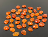 10 Pcs Natural Carnelian Rose Cut Cabochons, Loose Gemstones, Rhodonite Rose Cuts, 9x6.5mm - 11x9mm