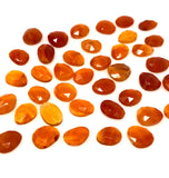 10 Pcs Natural Carnelian Rose Cut Cabochons, Loose Gemstones, Rhodonite Rose Cuts, 9x6.5mm - 11x9mm