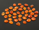 10 Pcs Natural Carnelian Rose Cut Cabochons, Loose Gemstones, Rhodonite Rose Cuts, 9x6.5mm - 11x9mm