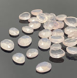 10 Pcs Natural Rose Quartz Rosecuts Cabochons, Loose Gemstones, Rose Quartz Rose Cuts, Ring Stones , 10x7mm - 12.5x10mm