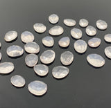 10 Pcs Natural Rose Quartz Rosecuts Cabochons, Loose Gemstones, Rose Quartz Rose Cuts, Ring Stones , 10x7mm - 12.5x10mm