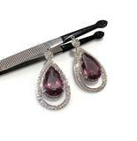 2 Pcs Sterling Silver Amethyst Charms, Large Dangle Charms, CZ Jewelry Findings, Jewelry Making, Earring Components, Pendant Charms