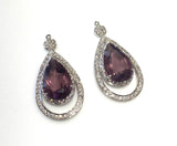 2 Pcs Sterling Silver Amethyst Charms, Large Dangle Charms, CZ Jewelry Findings, Jewelry Making, Earring Components, Pendant Charms
